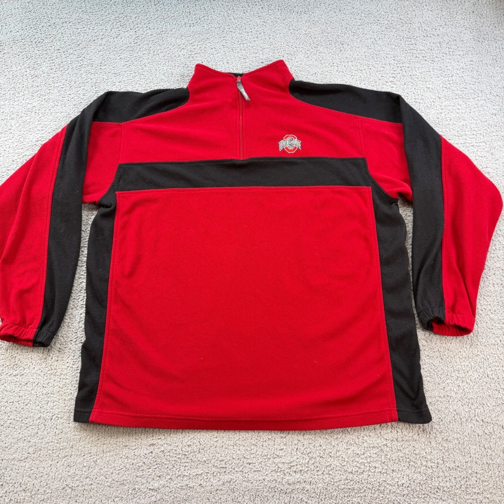 Terry Apparel Ohio State Buckeyes Quarter Zip Fleece Pullover Red Black Mens XXL